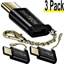 3 Pack USB  Type C Male to Micro USB Female Adapter Converter Connector