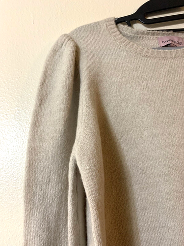 NWT Women Carol Rose Beige Round Neck Sweater with Puff Sleeves size Large - Picture 3 of 4