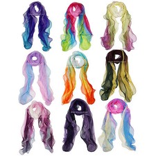 Seidenschal Schal 100% Seide 25x180cm 3 lagig Mehrfarbig bunt rot grün lila blau