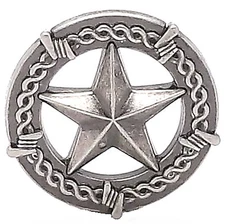 Star And Barbed Wire Antique Nickel Screwback Concho  1-1/2" 7924-21