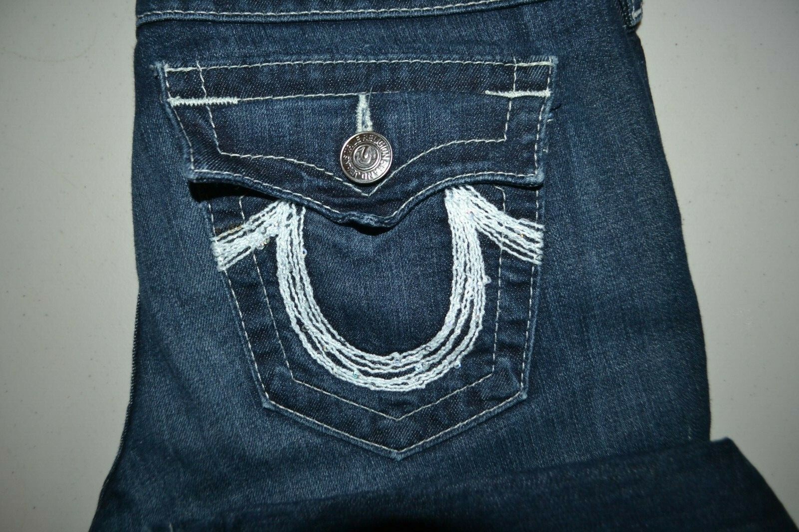 True Religion Women's Hi-Rise Bootcut Thick Stitch Blue Jeans Sz 28x31 thumbnail 2