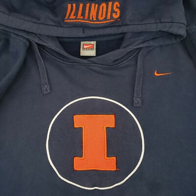 Nike Illinois Fighting Illini Hoodie Embroidered Side Swoosh Gray