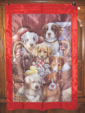 PUPPIES HOUSE FLAG EVERGREEN DECORATIVE TWO SIDED 29" X 42" DOGS RED BORDER