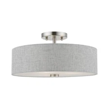 Livex Dakota 3 Light Semi-Flush, Nickel/White/Urban Gray/White - 46743-91