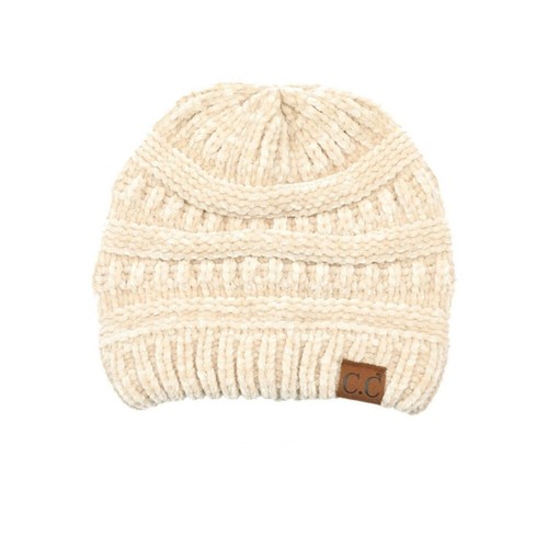 CC Ribbed Chenille Winter Beanie - Beige