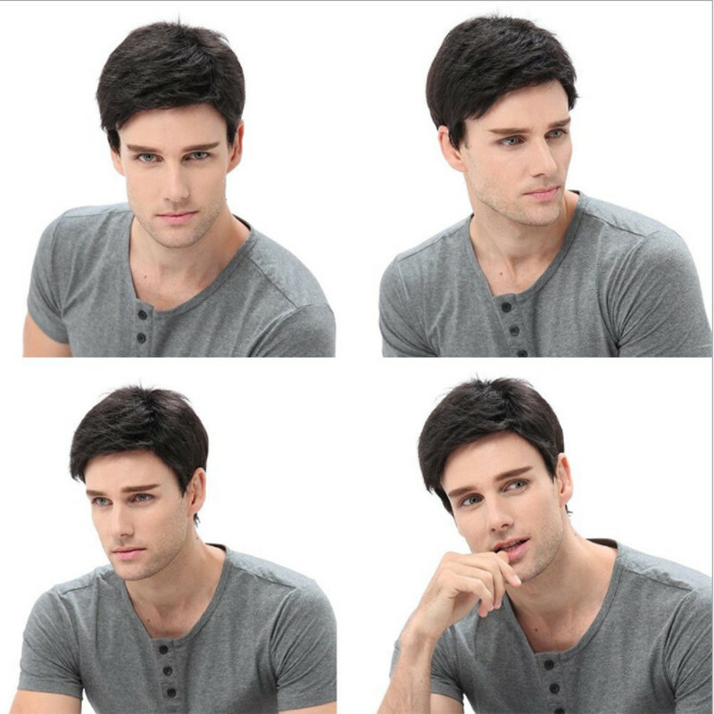 Handsome Men's Short Black Hair Wig Cosplay Natural Hair Wigs Full Wig
