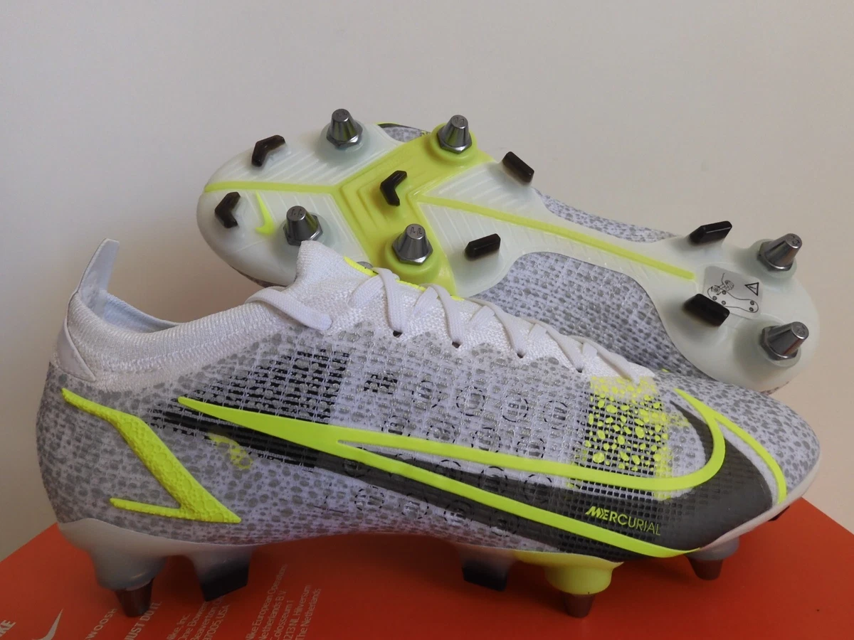 NIKE MERCURIAL VAPOR 14 ELITE SG PRO WHITE-BLACK-SILVER-VOLT SZ 8  [DD3687-108]