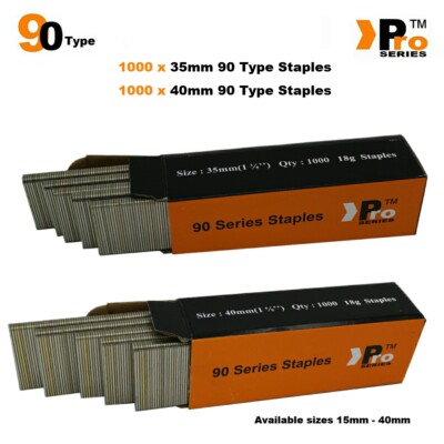 90 Typ Heftklammern: Größe 35 mm + 40 mm (gemischte 2000 Heftklammern handliche Packung)