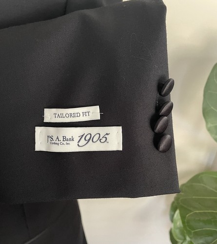 Jos A Bank 1905 One Button Tuxedo Jacket Black Wool Sport Coat Jacket Size 39R - Picture 4 of 11