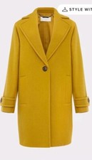 Hobbs Carmina Wool Blend Coat Light Ochre Size 12 New Without Tags