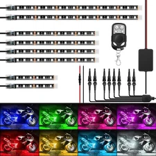 Nilight 8PCS RGB Multi-Color Led Light Kit Stips for Motorcycle Under w/ Remote