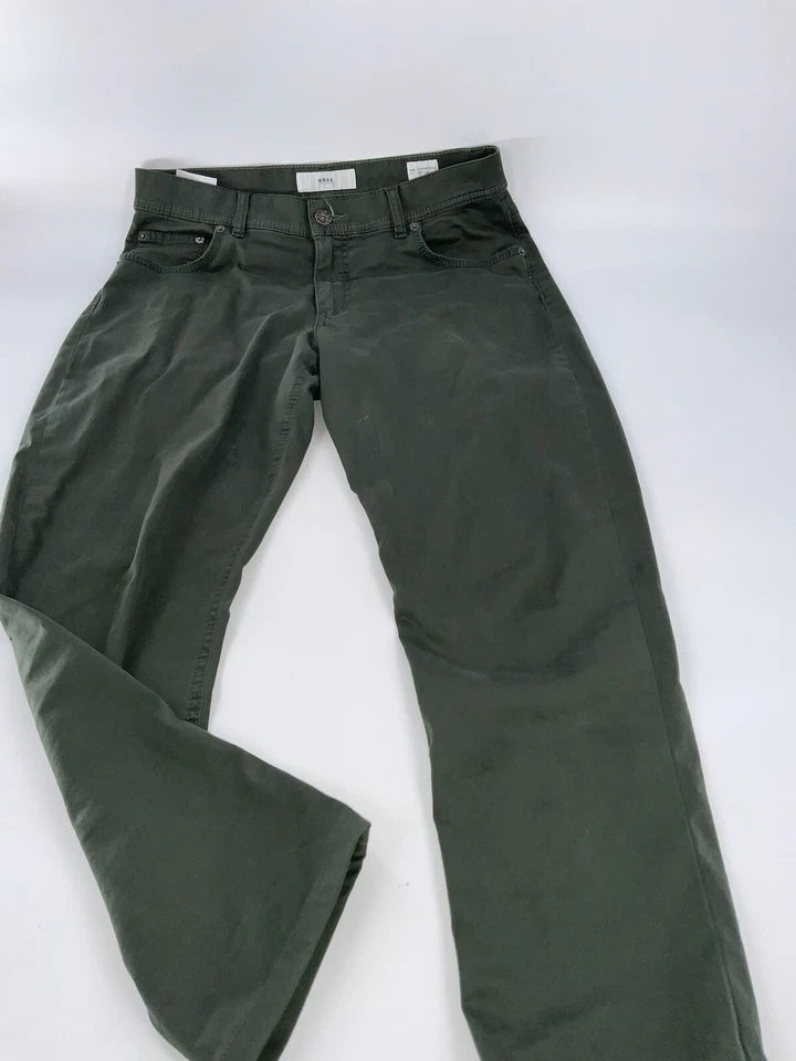 Pantalones de fantasía Brax cobre para hombre 31x26 verde algodón spandex frente plano YGI C2-438 Foto 2 de 4