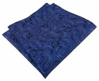 Tigertie Seideneinstecktuch In Dunkeblau Silber Schwarz Paisley Gemustert