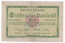 GERMANY WANDSBEKER 100.000 MARK 1923 EMERGENCY MONEY NOTGELD LOOK SCANS