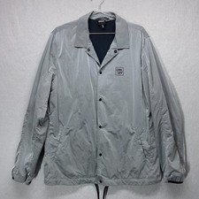 Oakley Coachs Jacket Mens XLarge Silver Windbreaker Nylon Soft Inside