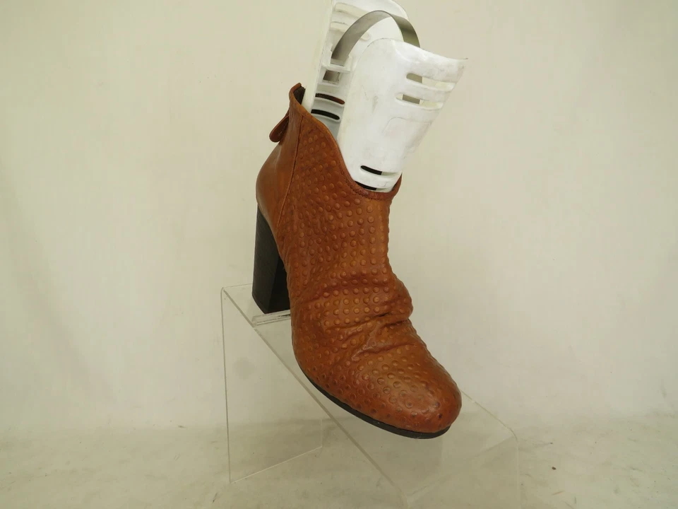 Botas de moda Latitude para mujer de cuero marrón holgadas con cremallera al tobillo talla 37 EUR Foto 3 de 4