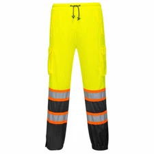 Portwest US388 Two Tone Hi-Vis Reflective Safety Work Mesh Cargo Overpants ANSI