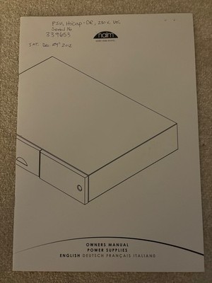 Genuine Naim Owners Manual   Power Supplies Hicap DR, Supercap, XPS etc