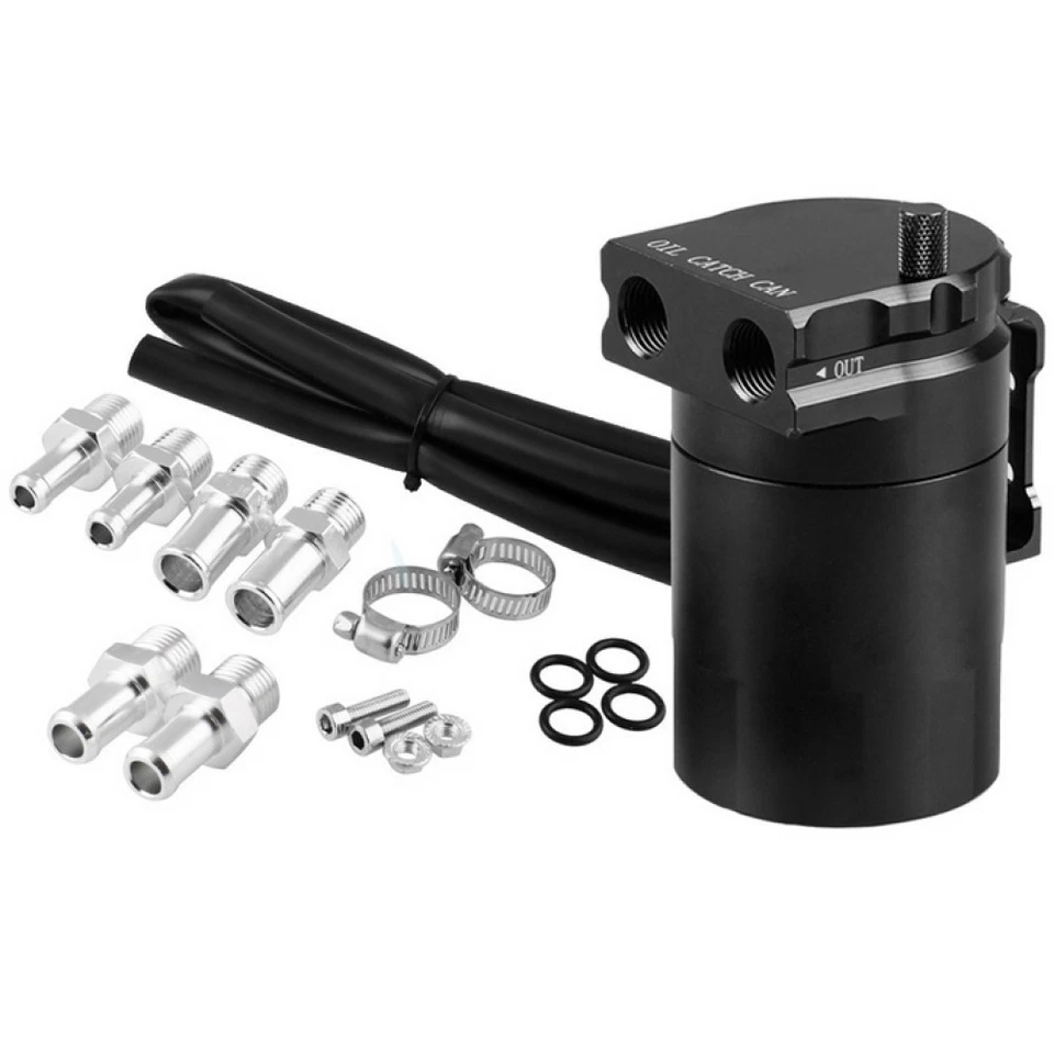Brand New Aluminum Oil Catch Reservoir Cylinder Can Tank+Air Filter Kits c - Image 3 of 4