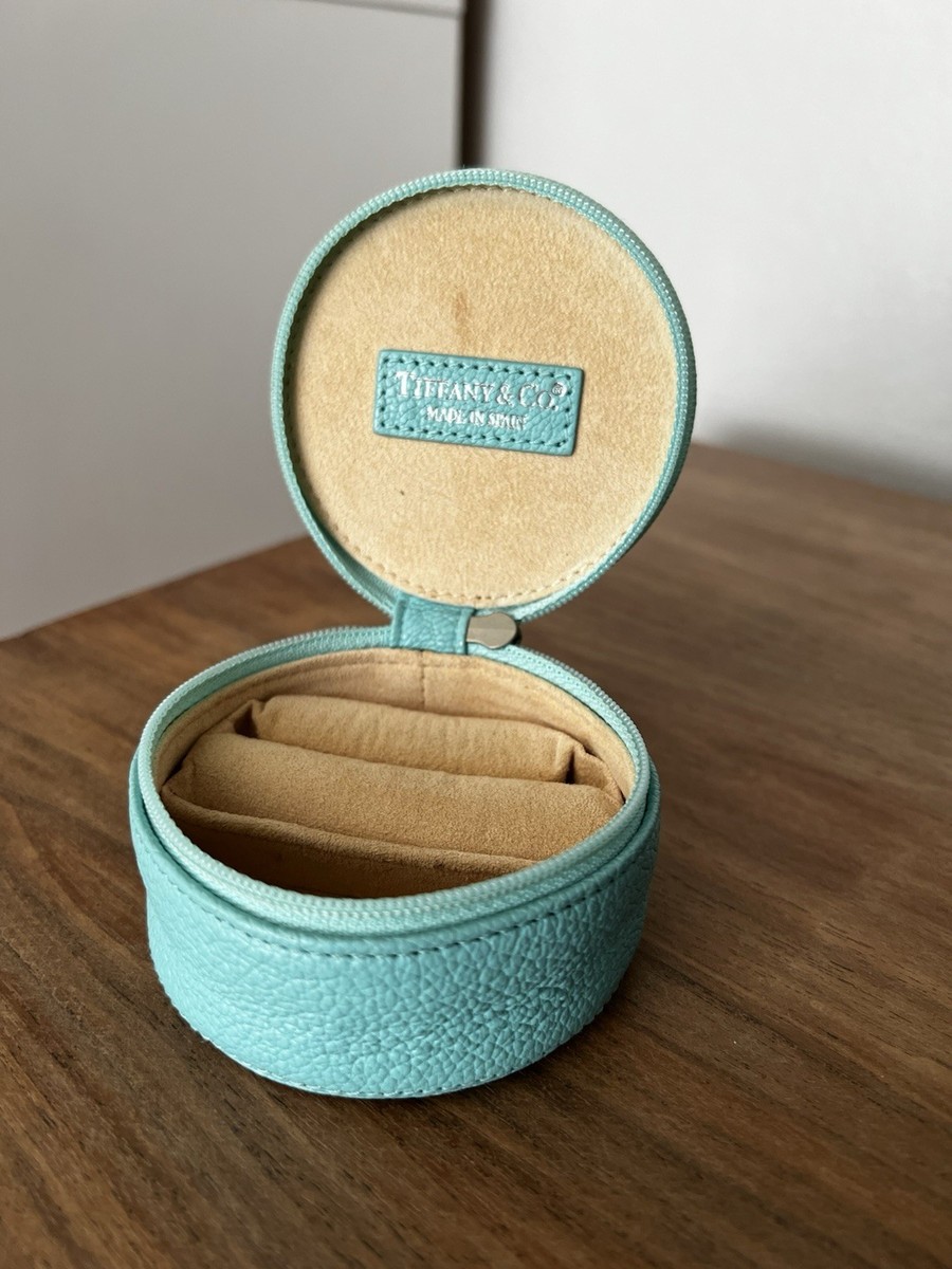 Tiffany Blue Leather Round Travel Case Tiffany Jewelry Box
