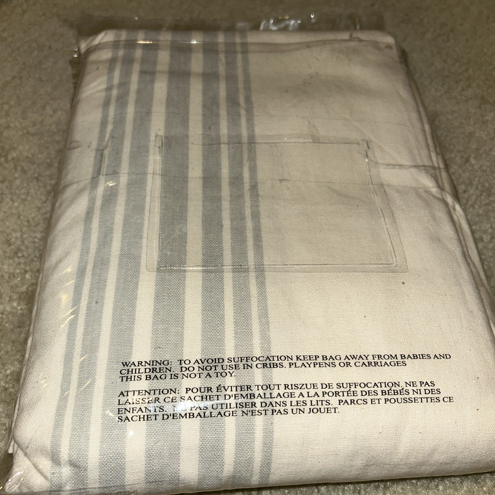 Pottery Barn Riviera Striped Cotton Lined Drape Panel Porcelain Blue 50x 96