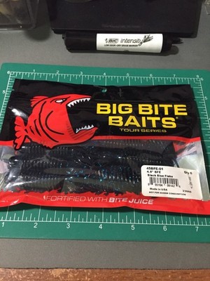 LOT OF 3  PKGS BIG BITE BAITS 45BFE-01 4.5'' BLACK BLUE FLAKE LURES (6CT) NIPS
