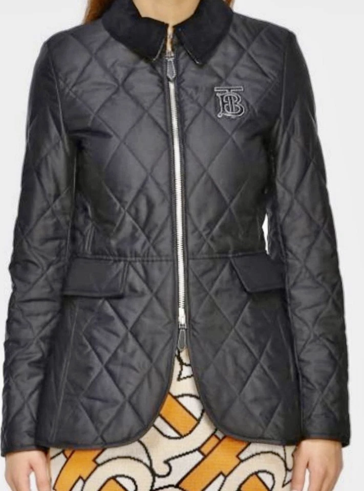 BURBERRY TB RIDING 绗缝拉链黑色夹克 L — 第 2/4 张图片