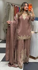 New Designer Crepe Silk Kurta Palazzo With Dupatta For Wedding  Party
