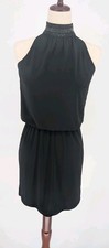 White House Black Market Little Black Dress XXS Embellished Mock Neck Halter