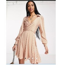 Free People NWT It Takes Two Geometric Print Collared Open Back Dress Size S