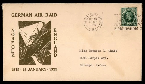 Mayfairstamps Great Britain 1935 Airplane German Air Raid Norfolk Event Cover aa