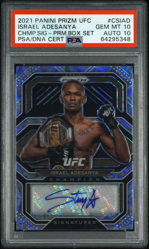 2021 PANINI PRIZM UFC ISRAEL ADESANYA CHAMP SIGNATURES BOX SET /11 PSA 10 GEM MT