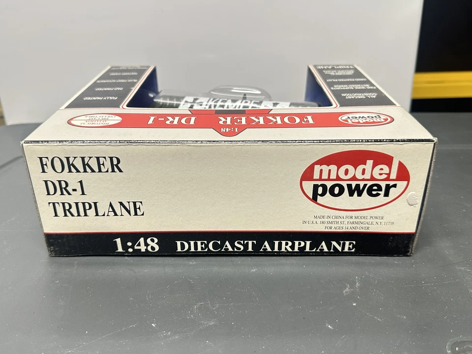 Model Power Fokker DR-1 Triplane 1:48 Diecast Airplane Kempf Pilot NIB Collectib - Image 3 of 4