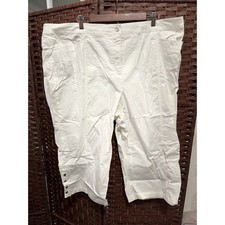 JM Collection Capri Comfort Waistband Tummy Control Womens White Plus Size