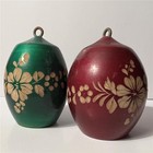 Vtg Carved Etched Floral Wood ORNAMENT Lot 2 Mexico Folk Art TIKI Gourd 4” Xmas — photo 9