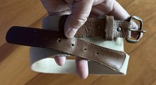 Tan cotton belt with Leather Ends brass buckle Size 34