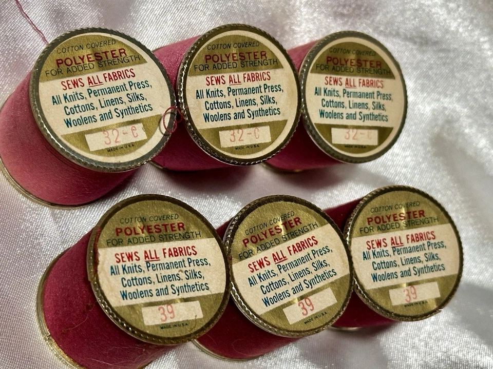 LOT of 6 Vintage J&P Coats PINK/RED Fabrics Thread 300 Yd Ea #39 & #32-C - Image 3 of 4