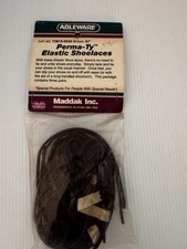 Ableware Perma-Ty Elastic Shoelaces 30" Long Brown 73813-0030