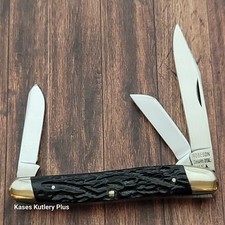 Robeson Shuredge Stockman Knife USA 1940-64 Jigged Black Delrin Handles CS
