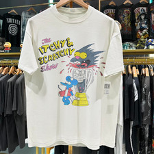 1994 Itchy  Scratchy "The Meat Grinder" Washed T-Shirt White L