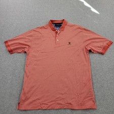 Tommy Hilfiger Polo Mens Medium Orange Striped Embroidery Shirt