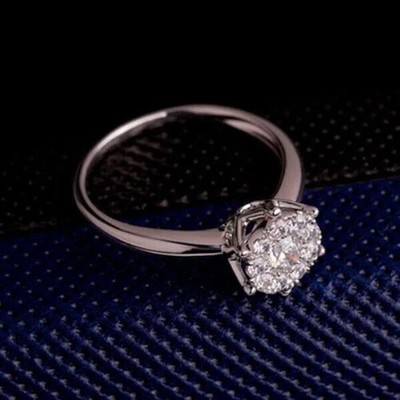 14K White Gold Plated 2.50Ct Round Cut Real Moissanite Solitaire Engagement Ring