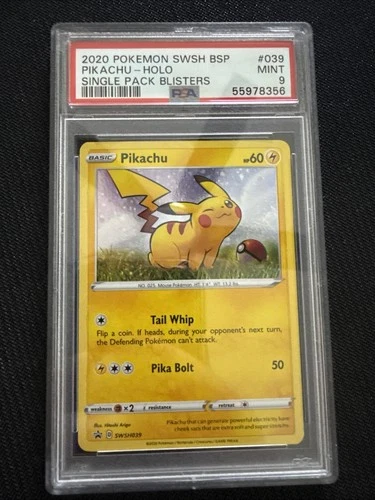 Pokemon TCG Cards Pikachu SWSH039 Holo Promo PSA 9 MINT