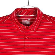 Under Armour HeatGear Mens Large Red Striped Short Sleeve Golf Polo Shirt Loose