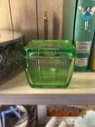VTG Anchor Hocking Uranium Glass 4” Ribbed Refrigerator Dish w/ Lid