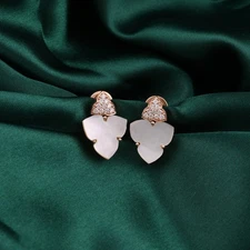 5.20TCW Mother Of Pearl SI/H Diamond Drop Earrings Gift 14k Solid Rose Gold