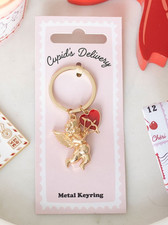 Cupid's Entrega Querubín Llavero Esmalte Dorado - Talla Única - Nuevo