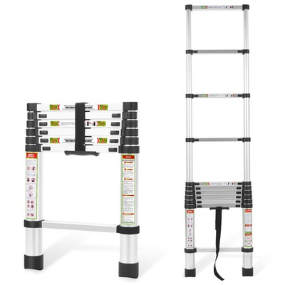 #ad #ad RIKADE ALUMINUM TELESCOPING LADDER WITH NON SLIP FEET 330LB CAPACITY ALUMINUM $75.36