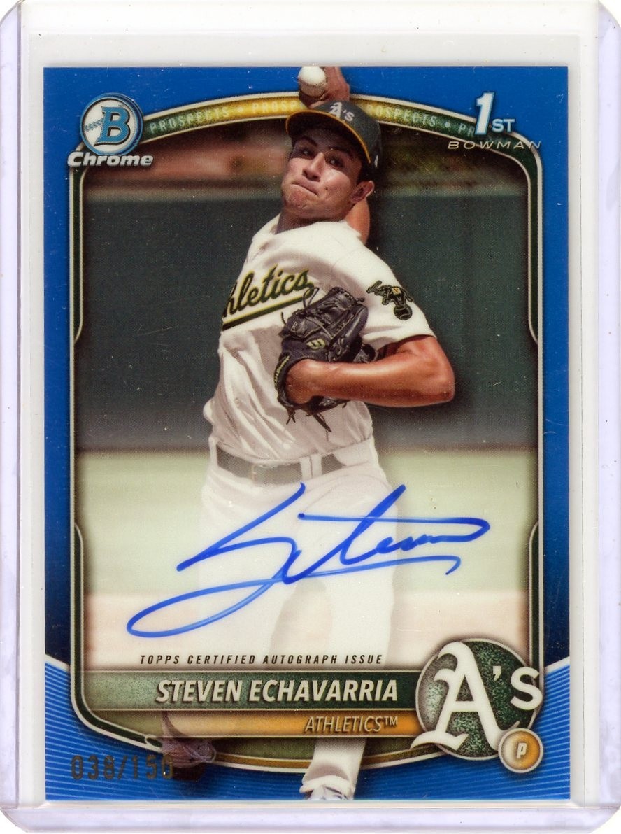 2025 Bowman  Chrome Auto Blue Refractor Steven Echavarria /150 #CPA-SE