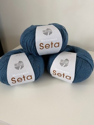 Lana Grossa,NEW Meilenweit Seta (super soft)  4 skeins, #8 blue, 100g/440yds